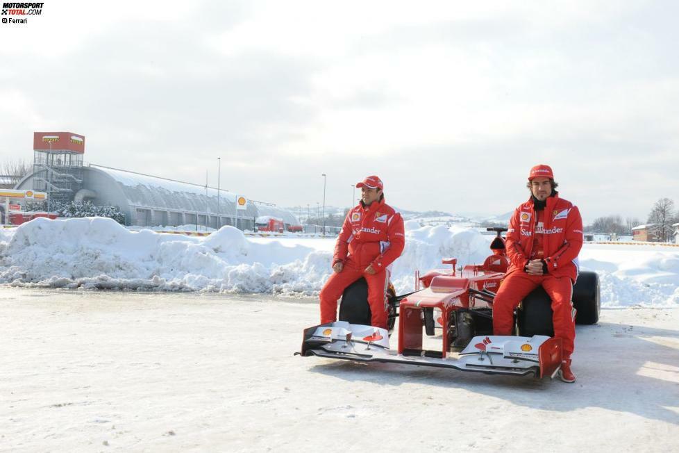 2012: Ferrari F2012. Zweiter in der Fahrer- und Konstrukteurs-Weltmeisterschaft. Drei Siege. - Schon bei der Präsentation deutet sich an, dass der F2012 Ferrari auf Glatteis führen könnte, und bei den ersten Testfahrten bestätigt sich diese Befürchtung. Trotzdem gewinnt Alonso dank des Regens gleich den zweiten Grand Prix in Malaysia - und hat phasenweise schon 44 Punkte Vorsprung auf Sebastian Vettel. Am Ende verliert er den Titel aber wieder im letzten Rennen.