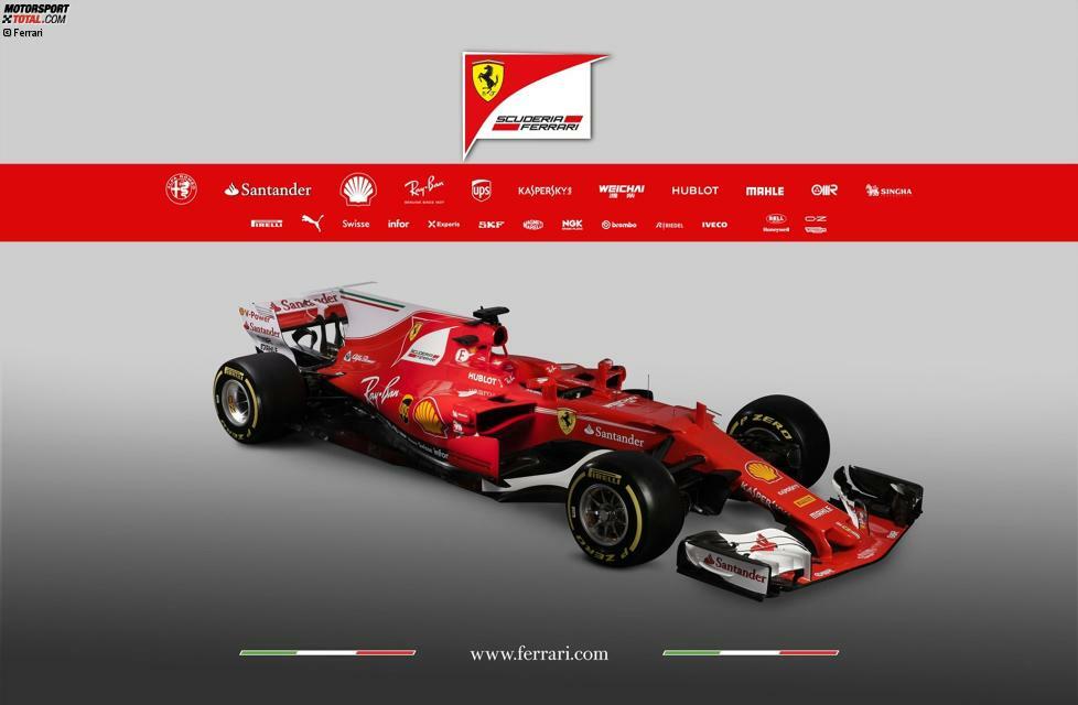 2017: Passend zum 70-jährigen Firmenjubiläum heißt der neue Renner SF70-H. Mit Haifischflosse und T-Flügel will Ferrari in die Erfolgsspur zurückfinden. Das gelingt zwar mit fünf Saisonsiegen von Sebastian Vettel. Im WM-Duell mit Lewis Hamilton unterliegt er aber klar.