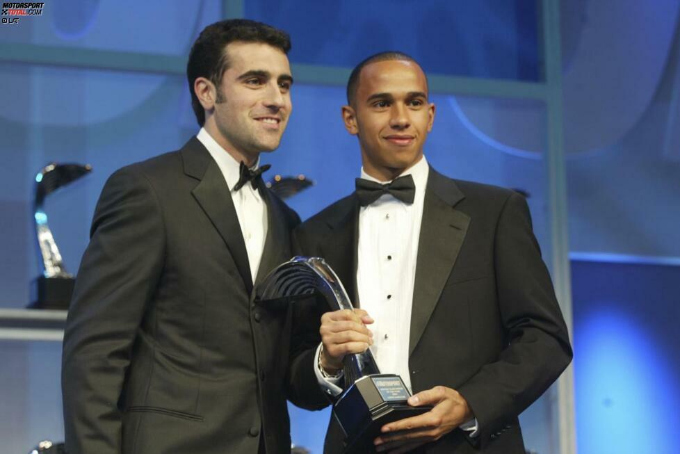 2003 hat Franchitti viel Zeit: Hier zusammen mit dem blutjungen Lewis Hamilton bei den Autosport Awards.