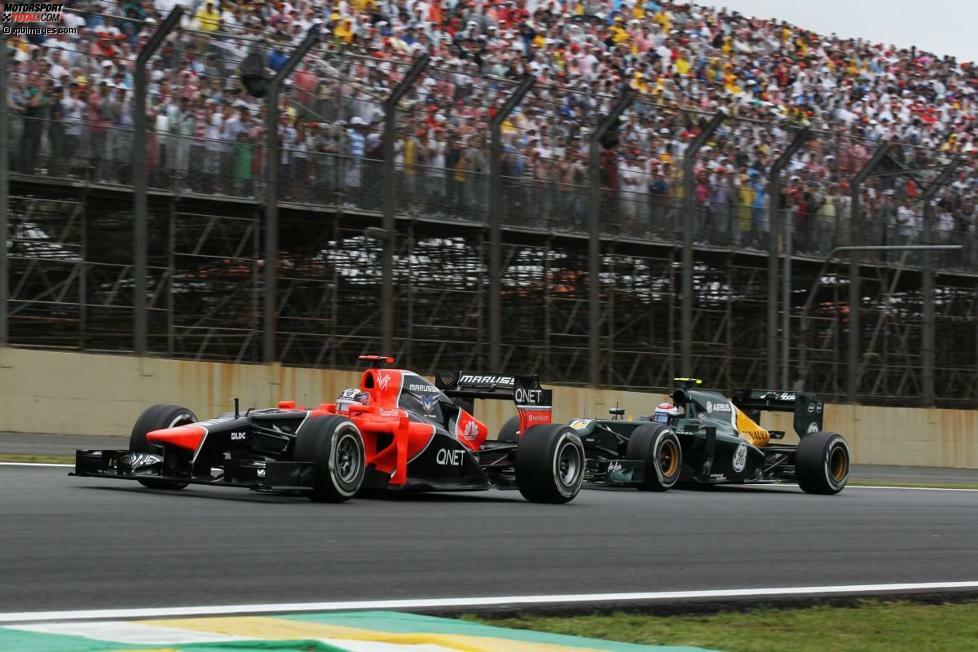 Im letzten Rennen des Jahres gibt es die größte Enttäuschung. Timo Glock hatte das Team mit Rang zwölf in Singapur auf den zehnten Platz der Konstrukteure gefahren. Diese Positon verliert man im Finale in Brasilien an Caterham. Ein Millionenschaden, der letztlich auch die Trennung von Glock nach sich zieht.