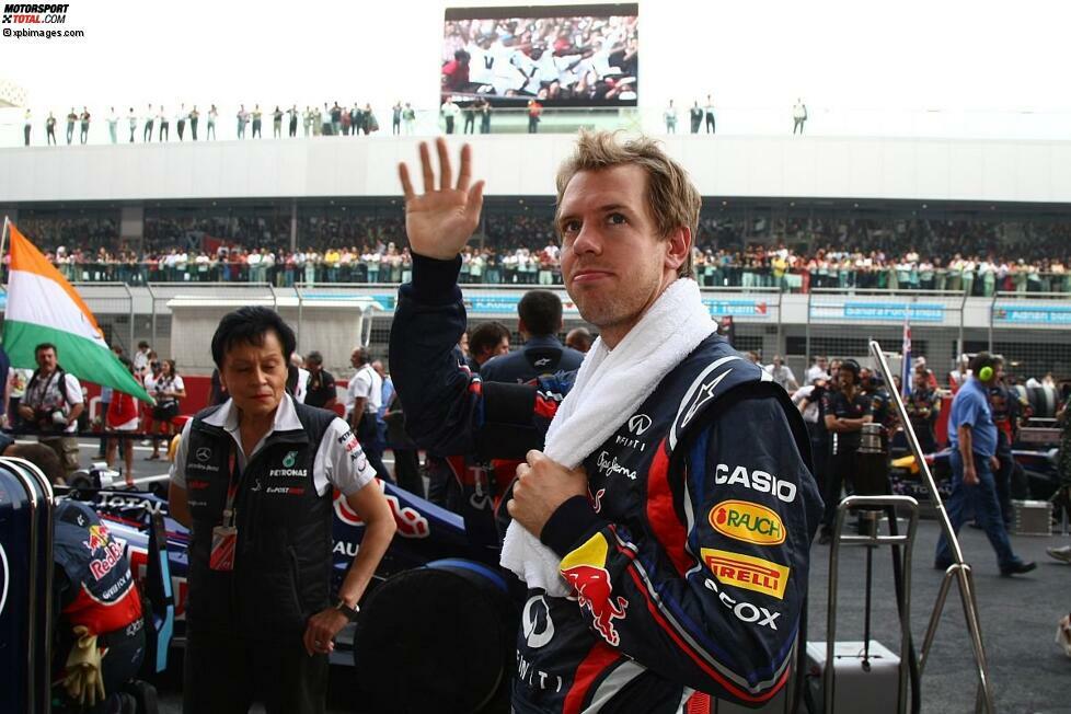 Dank seiner Pole-Position beim Großen Preis von Indien 2011 verschaffte Sebastian Vettel seinem Team Red Bull den Saisonrekord - es war bereits die 16. Pole-Position in diesem Jahr. Vettel selbst ging damals zum 28. Mal von Startplatz eins in ein Formel-1-Rennen. Seither hat er noch 14 weitere Pole-Positions erzielt.