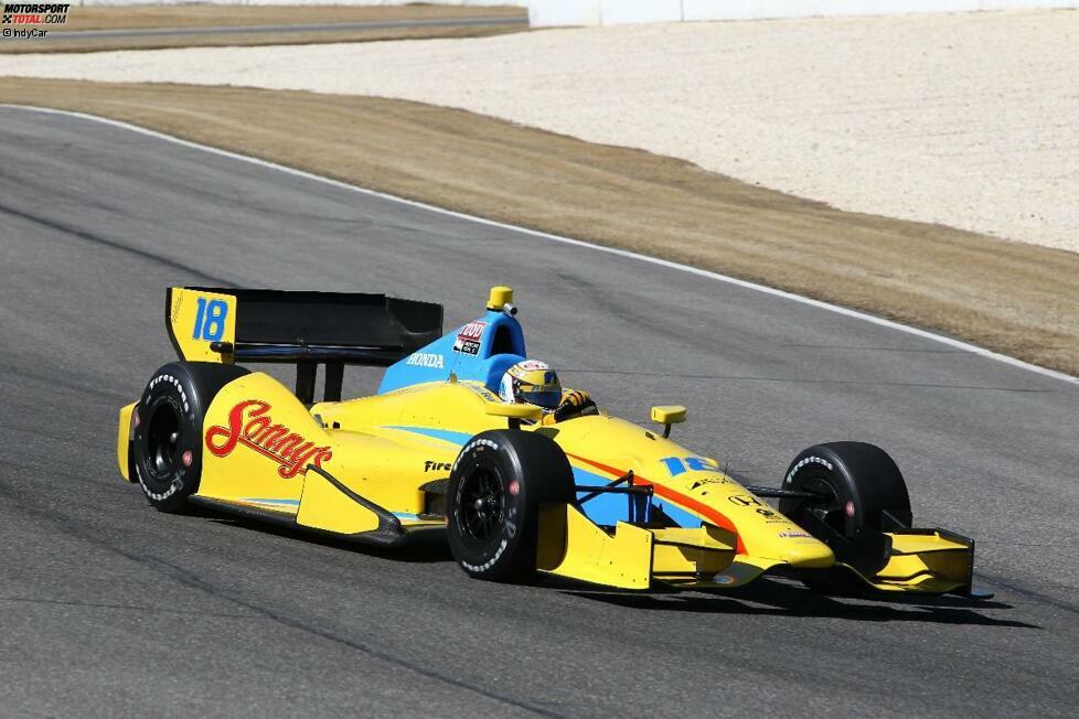 Ana Beatriz im Dale-Coyne-Honda mit der Startnummer 18. Die gelb-blauen Ipiranga-Farben sind bereits auf dem Auto, die Logos noch nicht. In diesem Chassis testete auch Stefan Wilson.