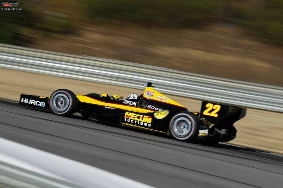 Oriol Servia im Dallara-Chevrolet von Dreyer and Reinbold. Die Startnummer 22 hat etwas mehr Schwarzanteile als der Rahal-Honda mit der Startnummer 15.