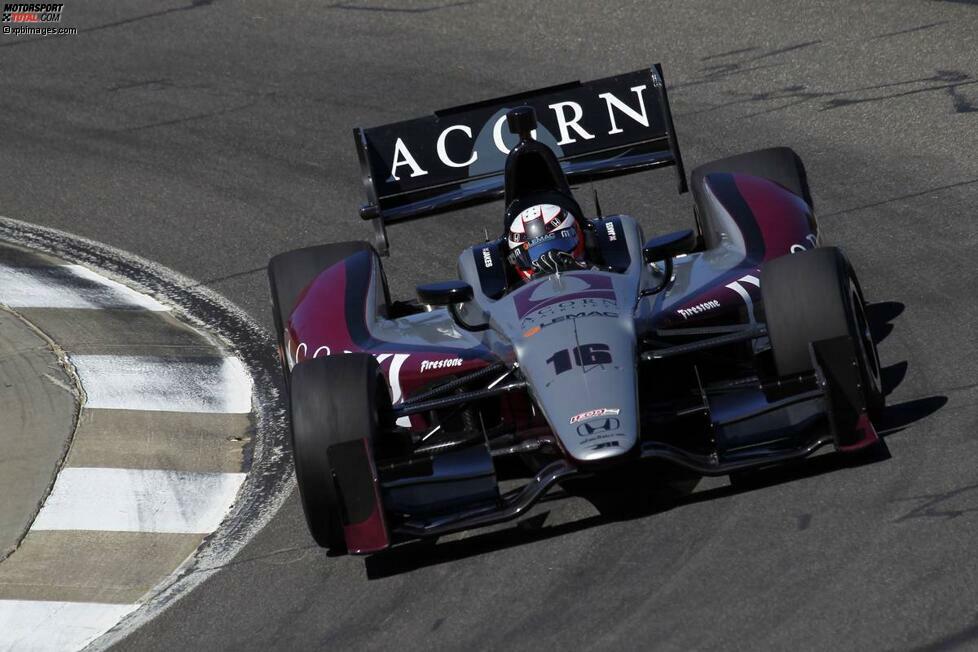 Rahal-Neuzugang James Jakes in seinem Dallara-Honda mit der Startnummer 16. Silber und burgunder dominieren das Auto in diesem Jahr. Auch Mike Conway saß bereits in diesem Chassis.