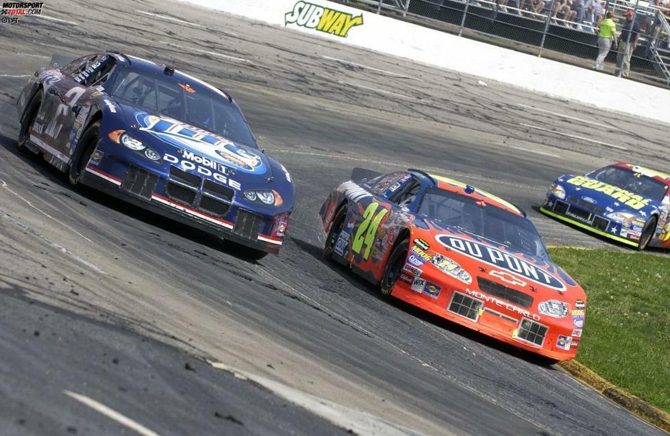 So kommt ihm im April 2004 in Martinsville nach 180 Führungsrunden ein Stück Beton in die Quere. Dieses brach aus dem Streckenbelag heraus und traf Gordons Hendrick-Chevy an der Front. Den Sieg staubt Rusty Wallace (Penske-Dodge) ab. Es sollte der letzte Triumph des NASCAR-Champions von 1989 bleiben, der zum Ende der Saison 2005 seine aktive Karriere beendet. Später sollte Wallace - Jeff Gordons langjähriger Short-Track-Rivale - genau wie Ex-Crewchief Ray Evernham eine feste Größe im Fernsehstudio von ESPN werden.