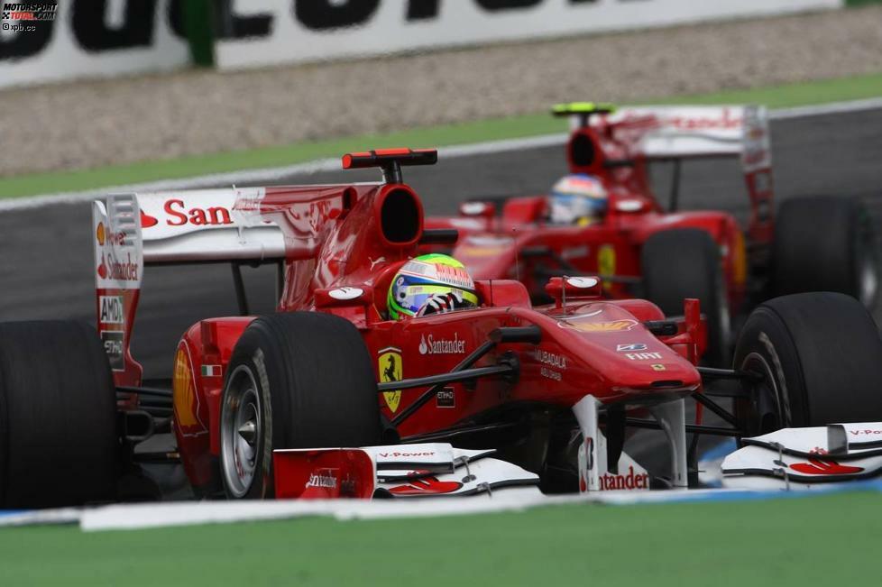 Und wenn Massa doch schneller war, wurde er vom Team zurück gepfiffen, wie hier in Hockenheim 2010, als ihn Renningenieur Rob Smedley mit den Worten 