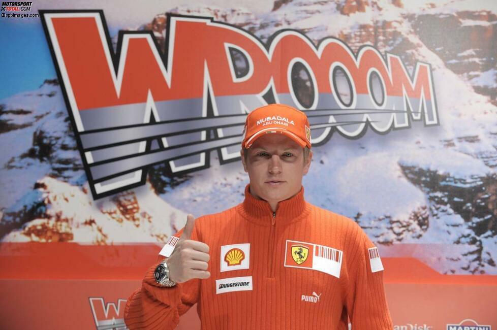 Januar 2008 in Madonna di Campiglio: Und wieder macht es Wrooom! Kimi Räikkönen ist der unumstrittene Star auf dem italienischen Parkett. 