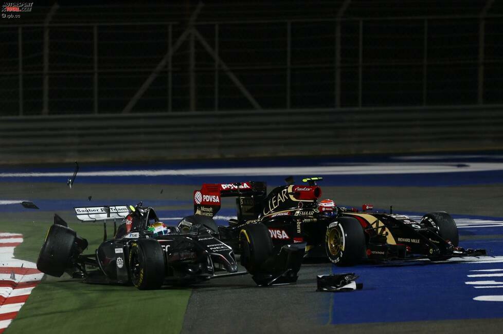 In Enstone produziert Maldonado in den folgenden zwei Jahren allerdings mehr Kleinholz als Punkte. Der spektakulärste Crash: In Bahrain rammt er Esteban Gutierrez 2014 so unglücklich, dass sich der Mexikaner einmal komplett überschlägt.