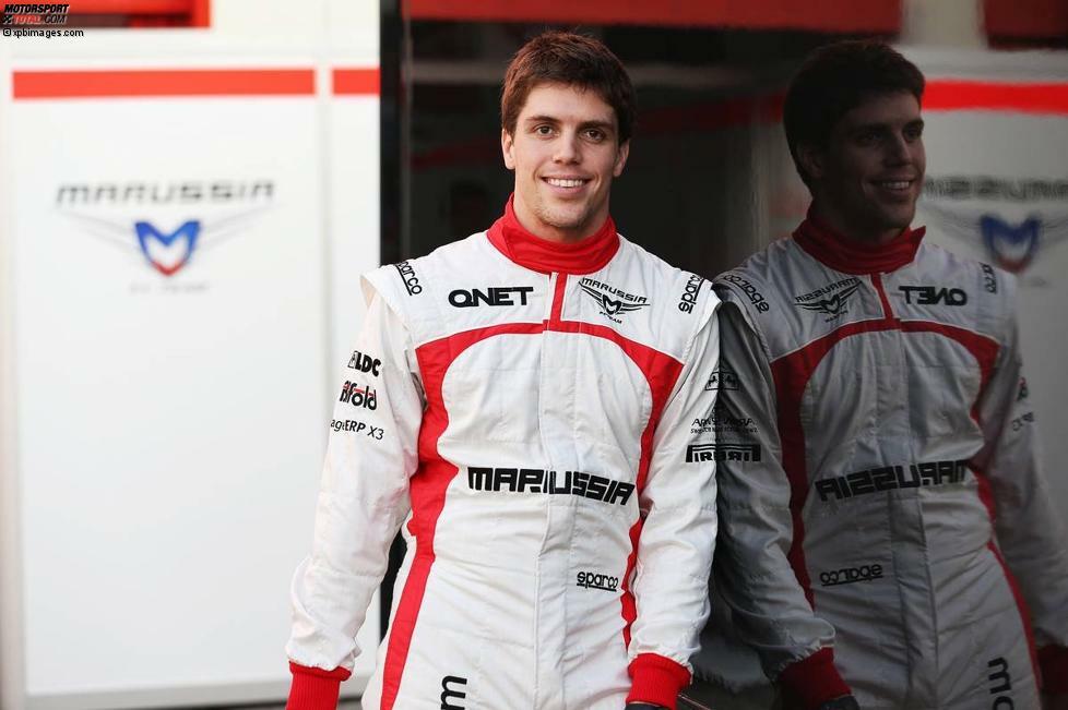 Beim ersten Vorsaison-Test präsentiert Marussia als Teamkollegen des Briten Luiz Razia. Der Brasilianer ist wie Chilton im Vorjahr in der Nachwuchsserie GP2 gefahren und hatte sich dort den Vize-Meistertitel gesichert.