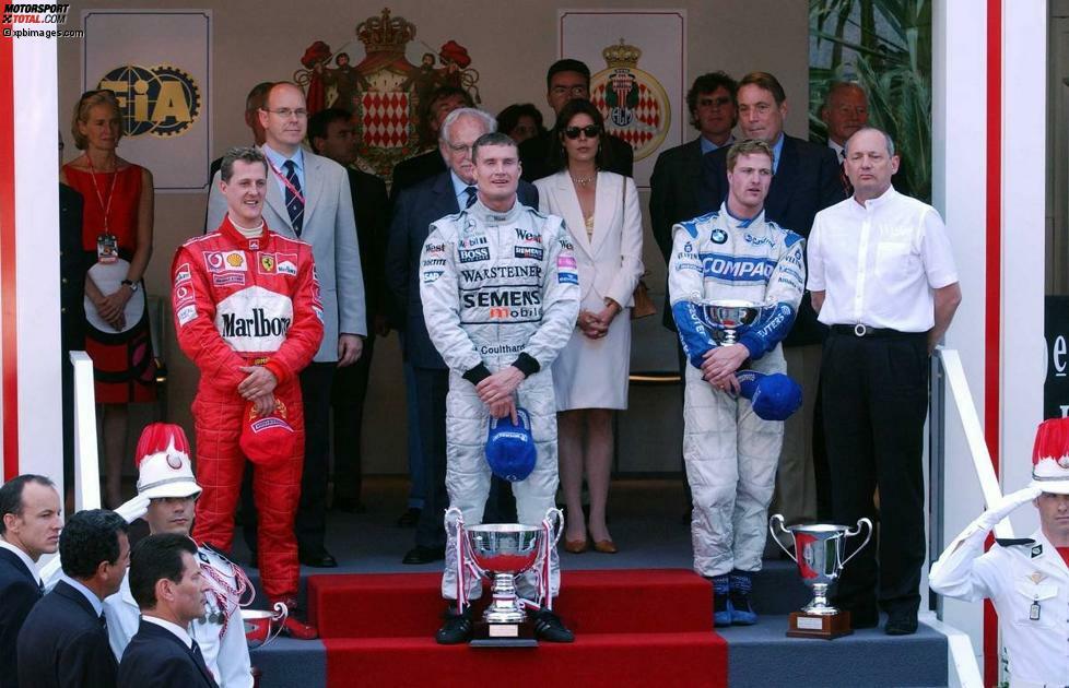 2002: Nach dem Pech des Vorjahres gewinnt David Coulthard, obwohl sein McLaren an jenem Tag nicht das schnellste Auto ist. Aber der Schotte profitiert vom schlechten Start von Polesetter Juan-Pablo Montoya (Williams) und verteidigt sich in der zweiten Rennhälfte tapfer und souverän gegen Schumacher - weil in Monaco praktisch 