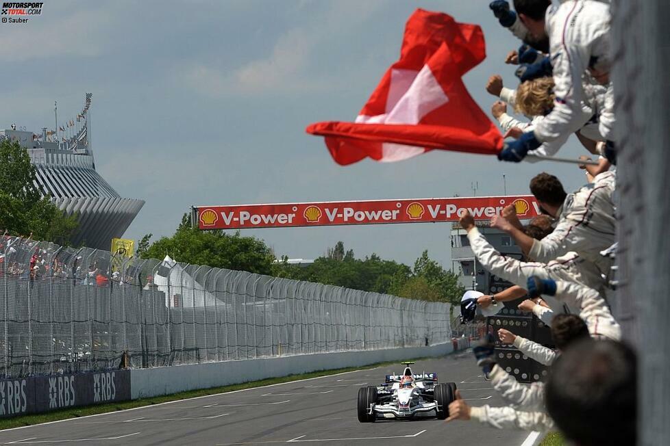 In seiner Berater-Funktion erlebt Peter Sauber auch den größten Erfolg in der Geschichte des Teams: 2008 fährt Robert Kubica beim Großen Preis von Kanada vor Nick Heidfeld zum Sieg. Der erste Formel-1-Sieg ist also gleich ein Doppelsieg. Hinwil jubelt über den ganz großen Coup.