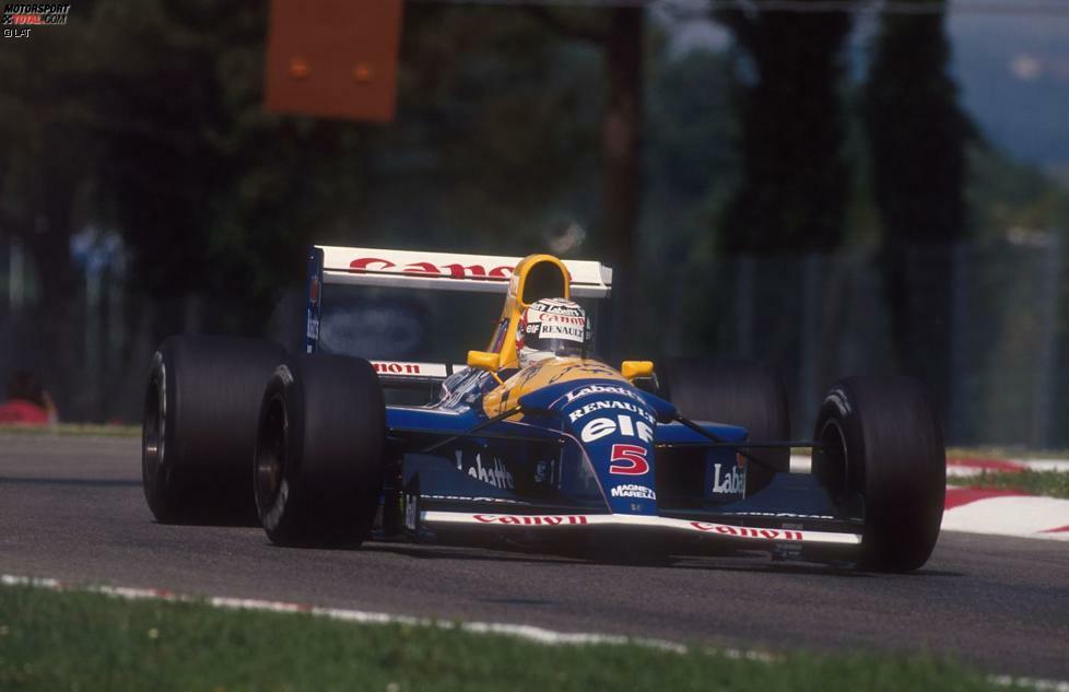 In Imola folgt bereits der fünfte Sieg - und noch dazu stets mit riesigem Vorsprung und drückender Überlegenheit. Der drittplatzierte Ayrton Senna (McLaren-Honda) hat bereits fast 50 Sekunden Rückstand auf den Williams-Renault-Express.