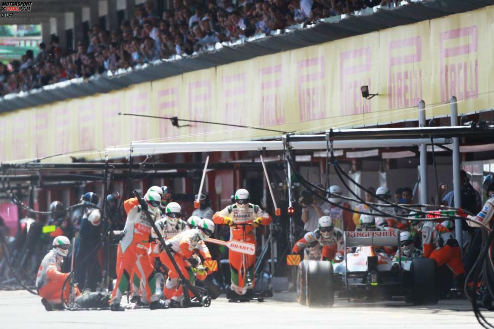 Sutils Pechsträhne will auch in Spanien nicht abreißen: Di Resta beendet den Grand Prix in Barcelona auf Platz sechs, während sein Teamkollege wieder einmal beim Boxenstopp aufgehalten wird. Im Qualifying-Stallduell steht es 1:4, nach Punkten 6:26 gegen Sutil.