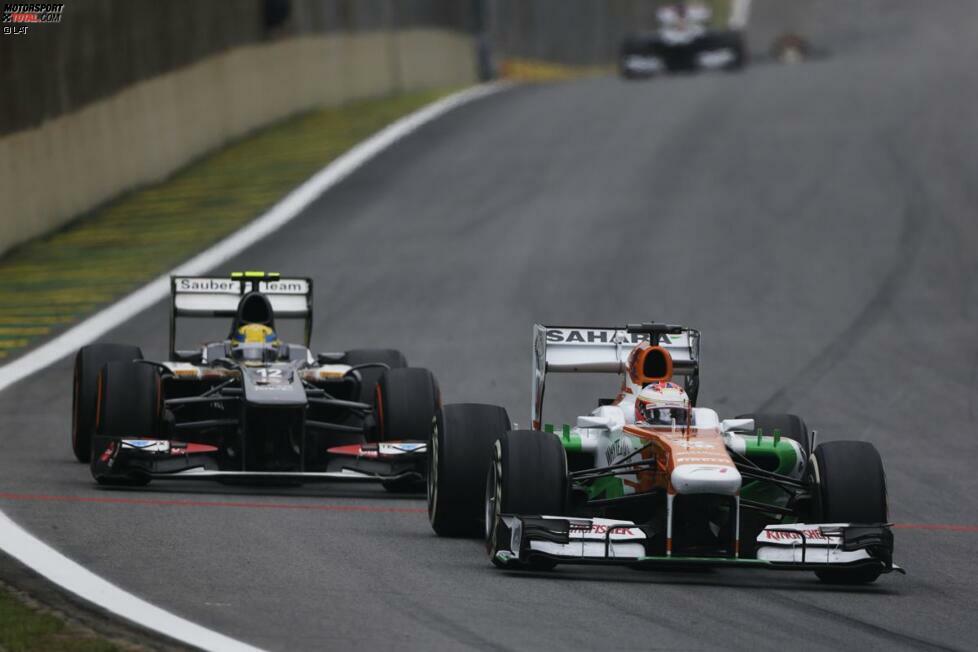 Bleibt nur noch das Saisonfinale in Brasilien, das Force India 2012 mit Nico Hülkenberg um ein Haar gewonnen hätte. Immerhin gelingt es, den sechsten Platz in der Konstrukteurs-WM zu behaupten - letztendlich doch deutlich: 20 Punkte vor Sauber.