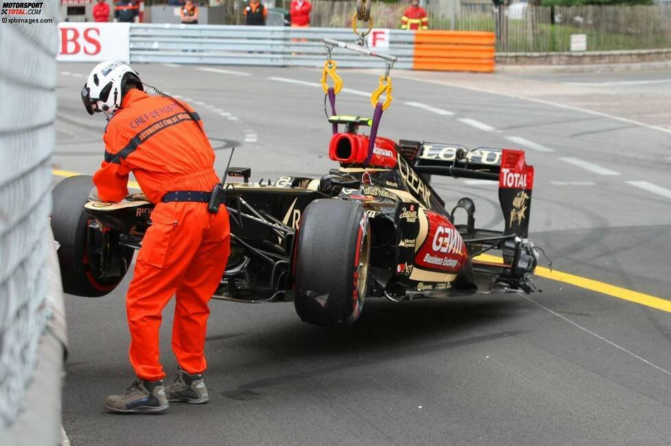 Grosjeans Kugel fällt beim Grand-Prix-Roulette in Monaco auf Zero: Erst ein unnötiger Trainingsunfall, durch den er beinahe das Qualifying verpasst, und dann eine Kollision mit Daniel Ricciardo im Rennen, wegen der er eine Rückversetzungs-Strafe um zehn Positionen nach Kanada mitnimmt.