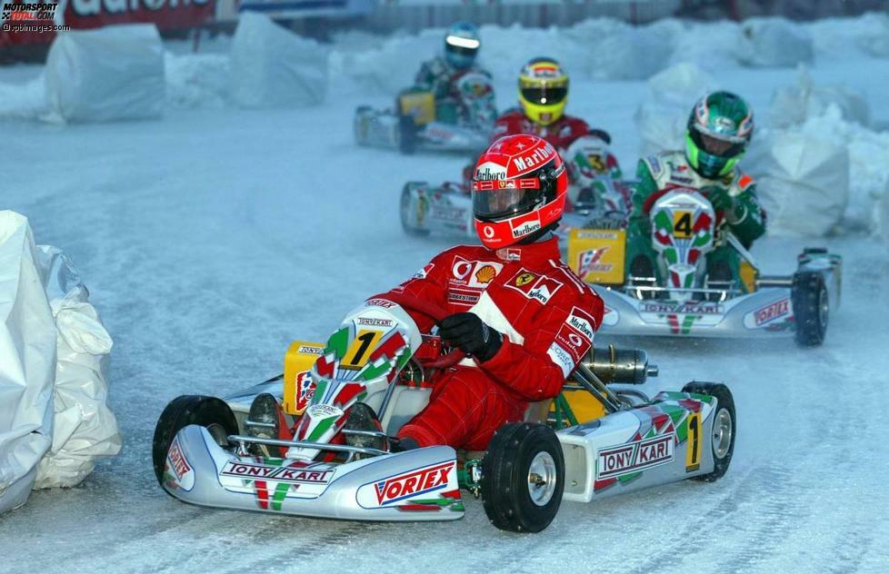 Beim Wrooom-Event in Madonna di Campiglio wagte sich Schumacher mit dem Kart sogar aufs Eis.