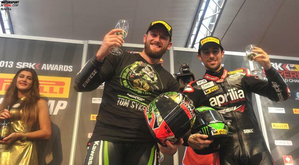 Endlich am Ziel: Ein dritter Platz im ersten Rennen sichert Sykes vorzeitig den WM-Titel. 20 Jahre nach Scott Russell gewinnt zum zweiten Mal ein Kawasaki-Pilot die Superbike-Weltmeisterschaft