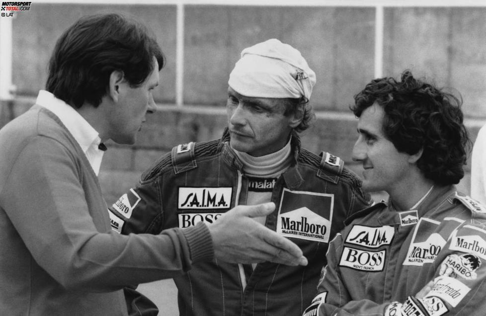 Wie später auch dominierte das McLaren-Duo damals die Szenerie und holte sich in diesem Jahr zwölf von 16 möglichen Grand-Prix-Erfolgen. Prost (rechts) und Lauda verfolgten mit ihrem gnadenlosen Perfektionismus und ihrer Professionalität einen sehr ähnlichen Ansatz.