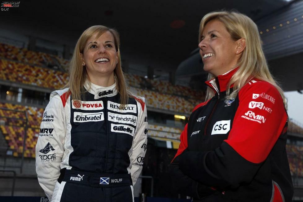Kleiner Plausch in der Boxengasse zwischen Susie Wolff und Maria de Villota. Wolff ist Testfahrerin bei Williams, de Villota ist Testfahrerin bei Marussia. Ab 2012 treten die Schottin und die Spanierin als offizielle FIA-Botschafterinnen für Frauen im Motorsport auf.