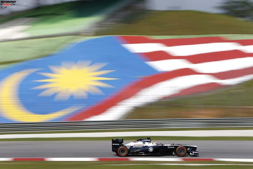 Beim zweiten Saisonlauf in Malaysia erreicht Bottas einen starken elften Platz, der für lange Zeit sein bestes Rennergebnis bleiben soll. Maldonado scheidet erneut aus, diesmal durch ein KERS-Problem.