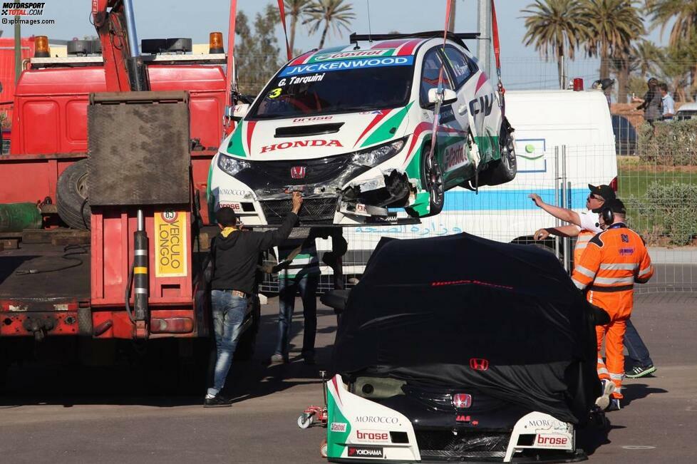 Auch Honda brauchte in Marrakesch das eine oder andere Ersatzteil. Sowohl Tiago Monteiro als auch Gabriele Tarquini setzten ihre Autos mehrfach in die Mauern des Stadtkurses.