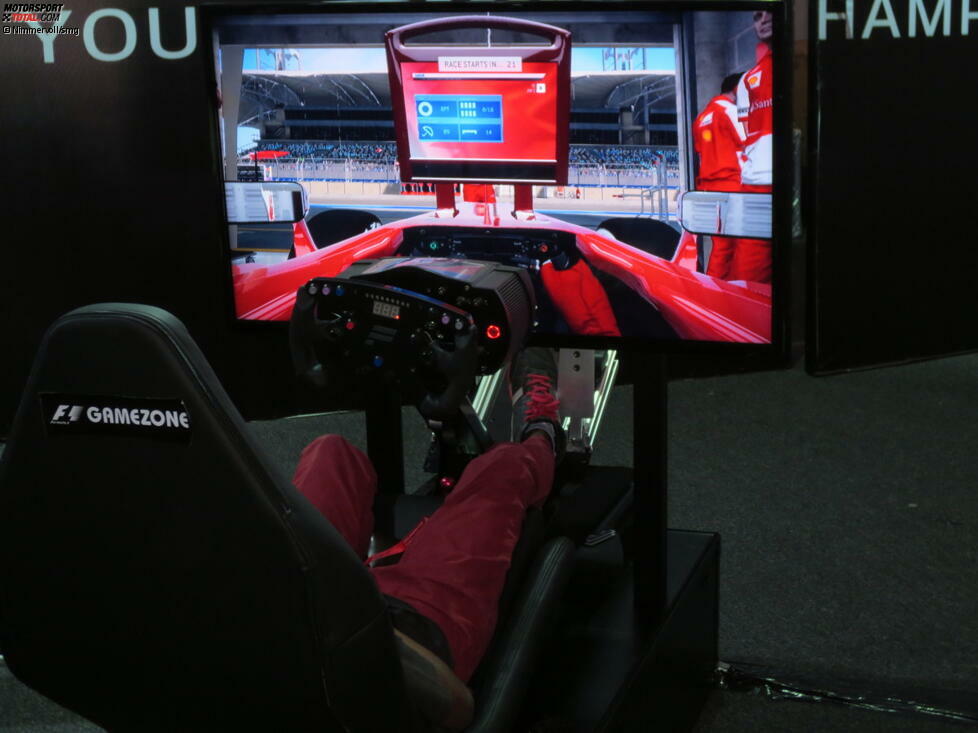 ... oder am Simulator das aktuelle Formel-1-Game spielen, im direkten Vergleich gegen bis zu zehn weitere Fans.