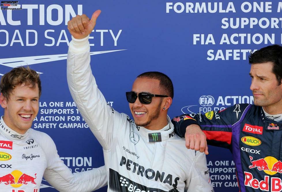 Die Pole-Position schnappt sich schließlich Hamilton vor den beiden Red Bull von Vettel und Mark Webber. Dahinter reihen sich schon die Lotus-Piloten Kimi Räikkönen und Romain Grosjean ein, die im Rennverlauf noch eine größere Rolle spielen sollen.