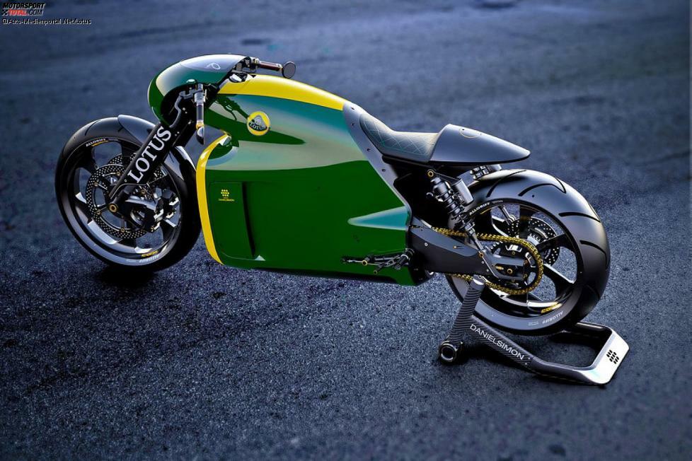 Herzstück des Lotus-Bikes ist ein wassergekühkter 1,2-Liter-V2 mit 147 kW / 200 PS. Das Motorrad hat ein Trockengewicht von lediglich 181 Kilogramm. 