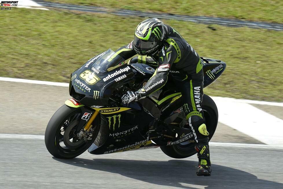 Im Gegensatz zu den Werkspiloten musste Cal Crutchlow bei den Sepang-Tests mit der 2012er-Maschine auf die Strecke gehen. Der Tech-3-Pilot war meist erster Verfolger der vier Werkspiloten an der Spitze.