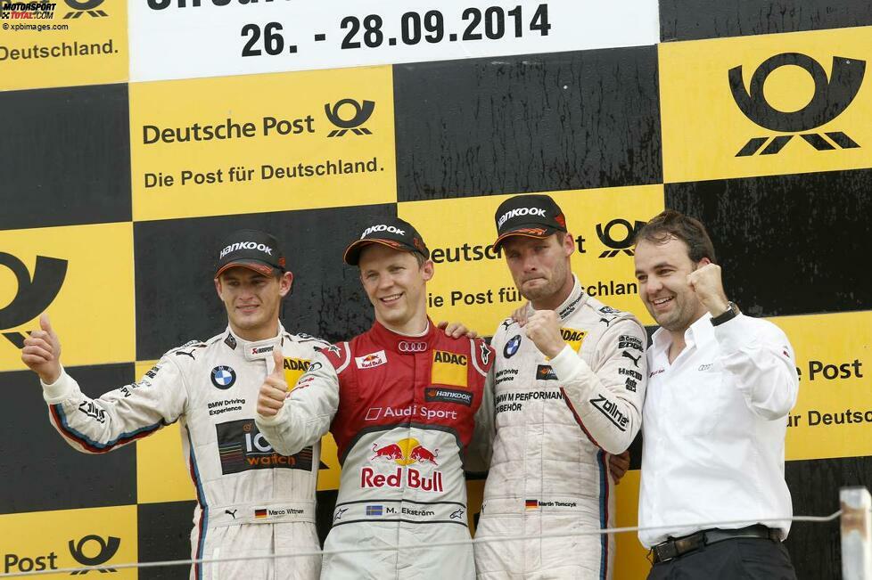 Zandvoort (Niederlande), 28. September 2014: Marco Wittmann (RMG-BMW/2.), Mattias Ekström (Abt-Sportsline-Audi/1.) und Martin Tomczyk (Schnitzer-BMW/3.)
