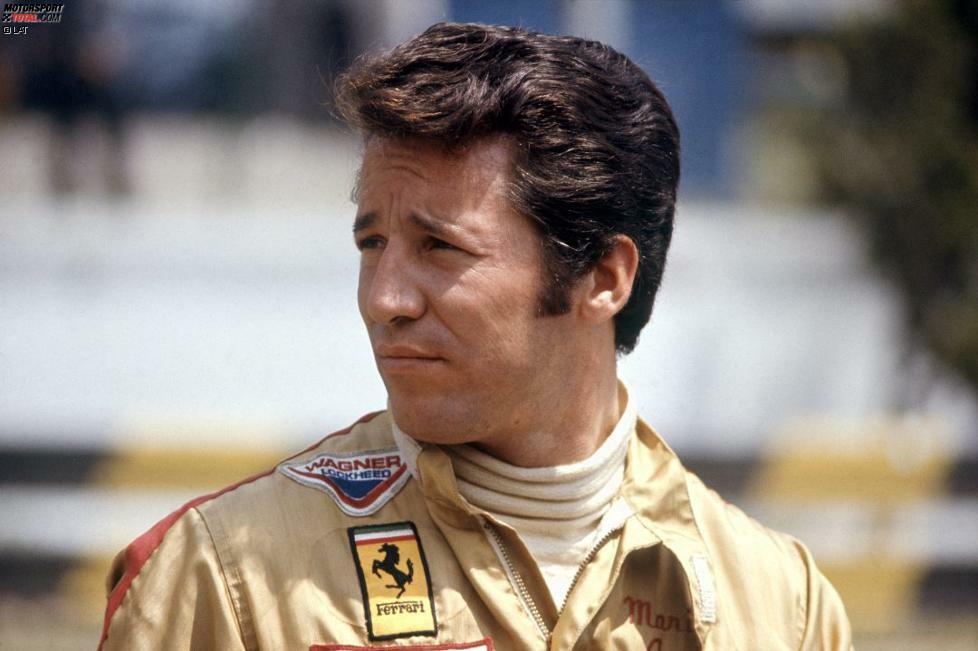1971 holt Mario Andretti im Alter von 31 Jahren seinen ersten Formel-1-Sieg. In Kyalami sitzt er in einem Ferrari 312B.