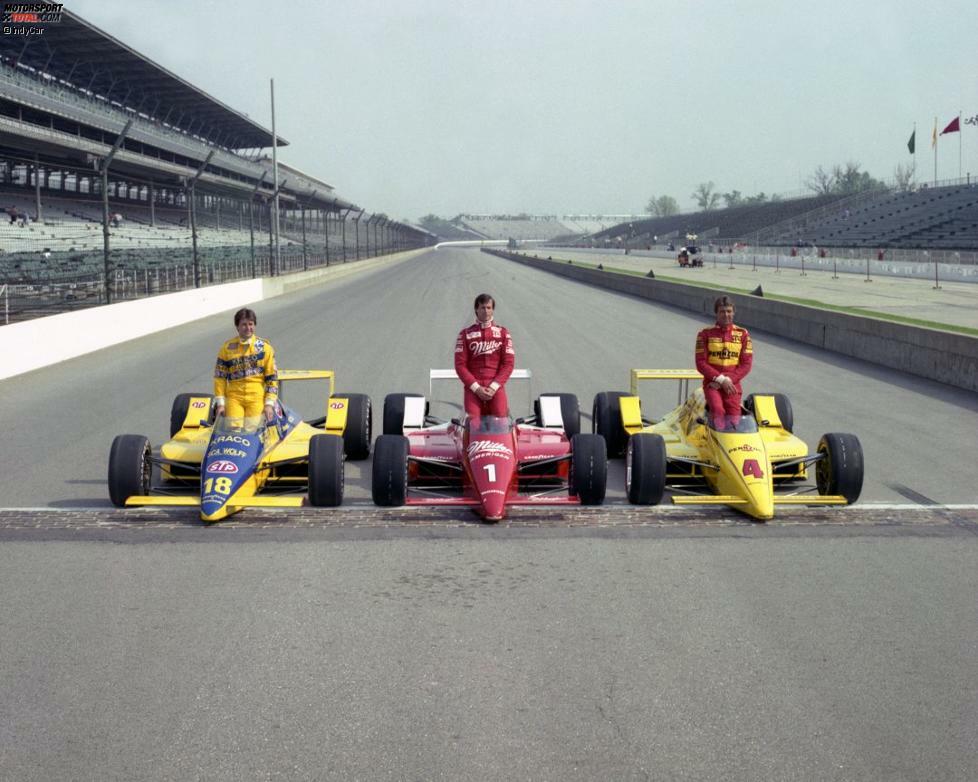 1986 gewinnt Michael Andretti in Long Beach sein erstes IndyCar-Rennen. Wenig später qualifiziert er sich neben Danny Sullivan (1) und Rick Mears (4) in die erste Startreihe zum Indy 500.