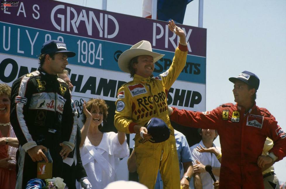 ... beim Grand Prix der USA in Dallas gelingt ihm jeweils als Zweiter der Sprung auf das Podest. Sieger in Dallas: Keke Rosberg auf Williams.