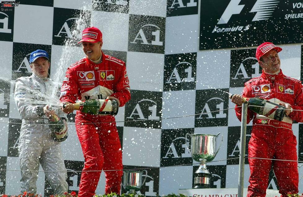 Mit Position zwei verteidigt Räikkönen allerdings einstweilen die WM-Führung, als Dritter steht Schumachers Teamkollege Rubens Barrichello auf dem Podium.