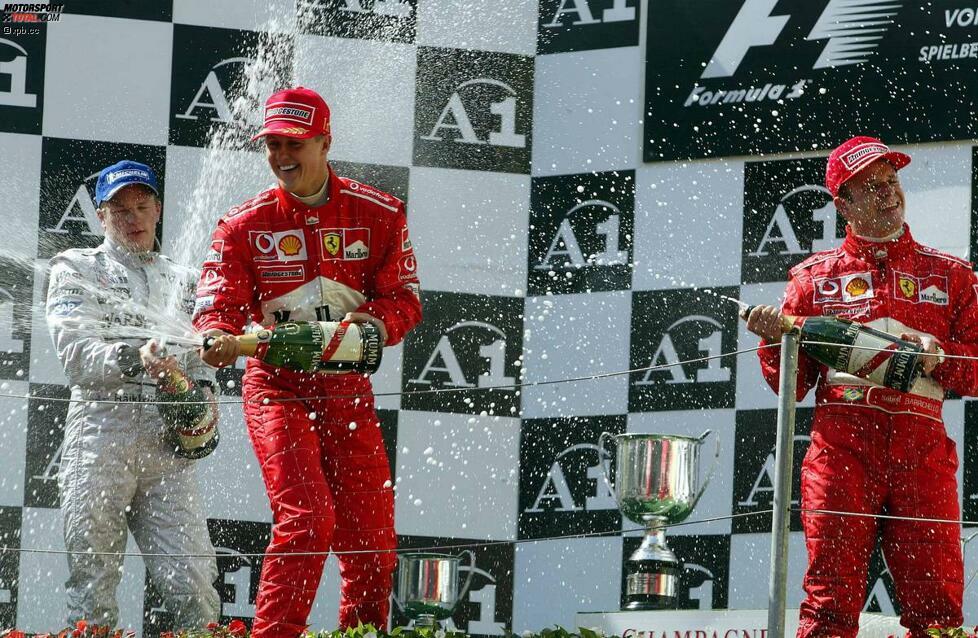 Mit Position zwei verteidigt Räikkönen allerdings einstweilen die WM-Führung, als Dritter steht Schumachers Teamkollege Rubens Barrichello auf dem Podium.