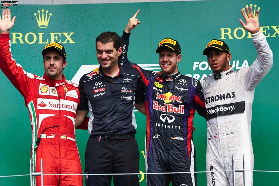 Der Ferrari-Pilot muss im Rennen mit Platz zwei vorlieb nehmen, Mercedes-Fahrer Lewis Hamilton landet auf dem dritten Rang. Überraschungsmann Valtteri Bottas kann seine Leistung aus dem Qualifying im Rennen nicht wiederholen, Williams geht auch in Kanada leer aus.