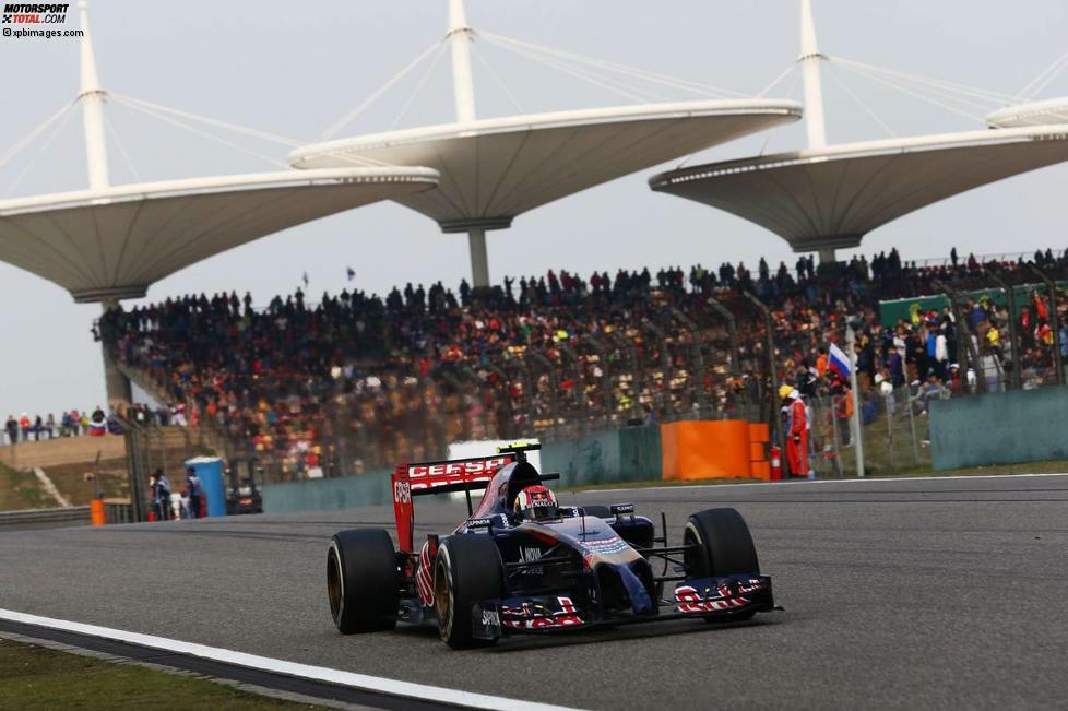 Hinter Sergio Perez, der den zweiten Force India auf Platz neun ins Ziel bringt, holt sich Daniil Kwjat den letzten WM-Zähler. Für den Rookie aus Russland ist es beim vierten Formel-1-Start bereits die dritte Top-10-Platzierung.