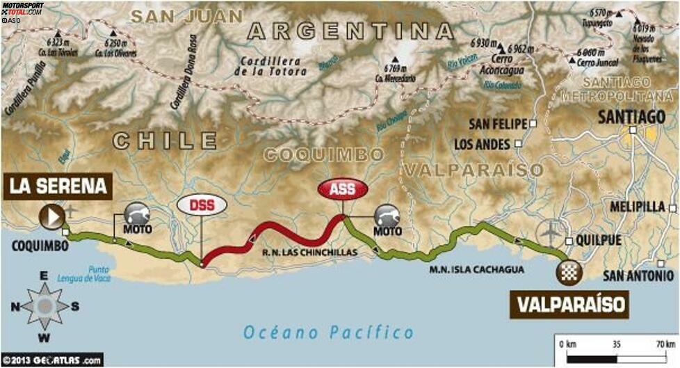 Tag 14 (18. Januar 2014) La Serena - Valparaiso (Etappe 13): Gesamtlänge 535 Kilometer, davon 157 Wertungskilometer.

Auf der letzten Wertungsprüfung auf dem Weg ins Dakar-Ziel beackern die Fahrer bergige Routen zwischen Kakteenplantagen. Die Ziellinie in Valparaiso kommt immer näher, doch Vorsicht: Regelmäßig scheitern Fahrer noch auf der finalen Etappe. Am Ende entschädigt das Podium in Valparaiso die Fahrer für die Strapazen der insgesamt 9.374 zurückgelegten Kilometer. Die Sieger der Rallye Dakar 2014 stehen jetzt fest.