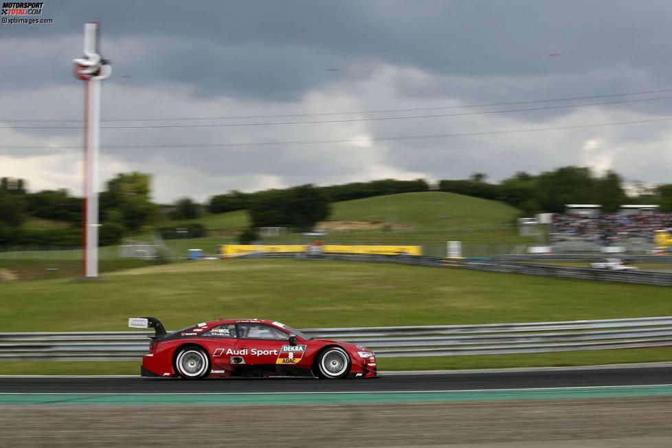 Freies Training: Beim DTM-Comeback auf dem Hungaroring bei Budapest setzt Miguel Molina (Abt-Sportsline-Audi) in 1:37.558 Minuten die Bestzeit. Auf den weiteren Rängen klassieren sich Auftaktsieger Marco Wittmann (RMG-BMW) und Timo Glock (MTEK-BMW).