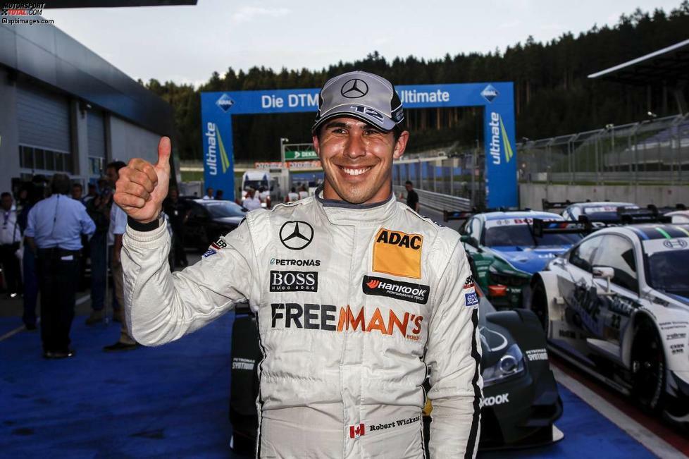 Der Mann des Qualifyings: Die Limits auf dem Red-Bull-Ring hat Mercedes-Werksfahrer Robert Wickens (HWA) ausgelotet und kurzzeitig sogar überschritten. Im letzten Abschnitt leistete sich der Kanadier einen Dreher in der letzten Kurve, ließ sich aber davon nicht beirren und sicherte sich buchstäblich in letzter Sekunde mit einem hauchdünnen Vorsprung von sechs Tausendstelsekunden vor Timo Glock (MTEK-BMW) die Pole-Position.