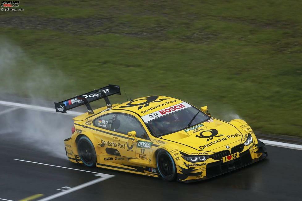 1. Freies Training: Auf abtrocknender Strecke holt sich Timo Glock (MTEK-BMW) die erste Bestzeit am Nürburgring, in 1:27.454 Minuten. Auf den Plätzen landen Robert Wickens (HWA-Mercedes) und Pascal Wehrlein (HWA-Mercedes).