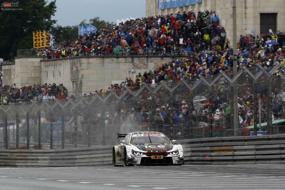 Nürnberg (Deutschland), 29. Juni 2014: Es ist das Heimspiel für Marco Wittmann, doch im Regenrennen am Norisring hat er kein Glück. Mit acht Punkten für Platz sieben behält er aber immerhin die Führung in der Gesamtwertung.