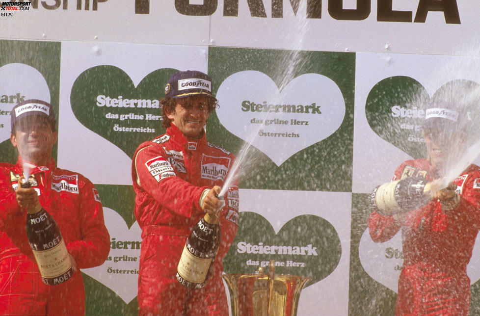 Alain Prost ist der Fahrer mit den meisten Siegen beim Großen Preis von Österreich. Er gewann 1983 mit Renault und 1985 und 1986 mit McLaren.