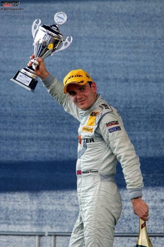 26. Juni 2005, Oschersleben (Deutschland): Erstmals nimmt Jamie Green an der DTM-Siegerehrung teil. Es ist gerade mal sein fünftes Rennen in der Meisterschaft.