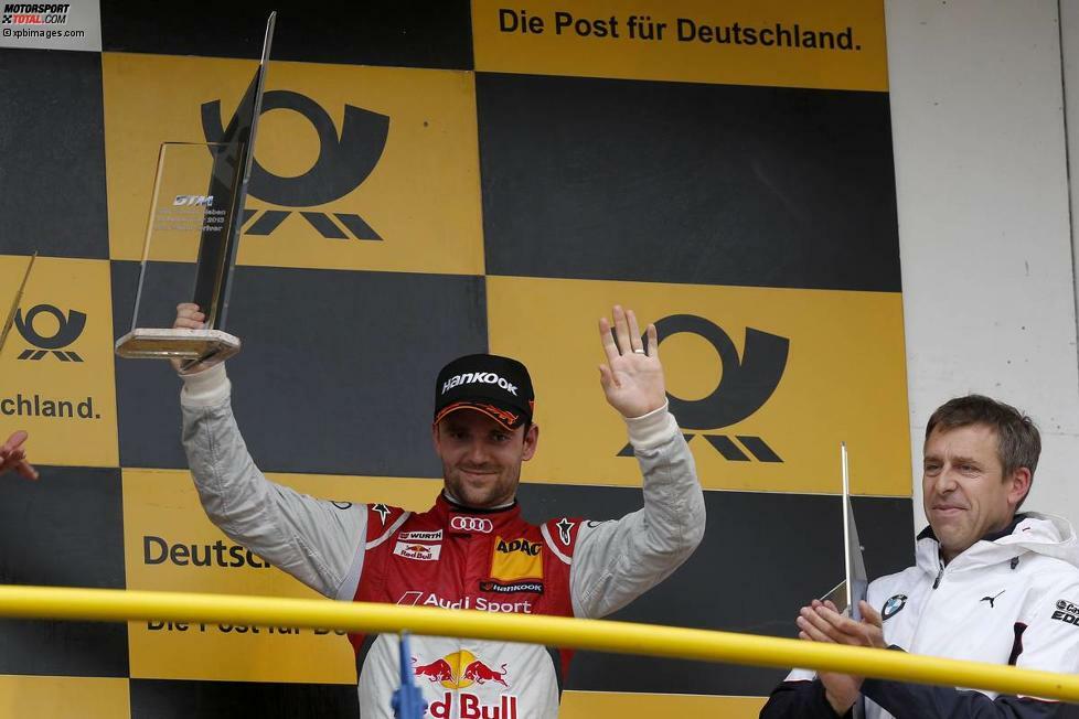 13. September 2013, Oschersleben (Deutschland): In seinem achten Rennen für Audi fährt Jamie Green erstmals auf das Podest. Er wird Dritter.
