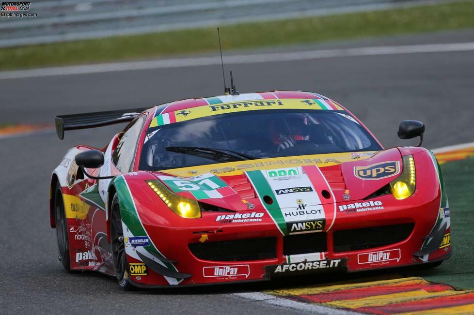 Startnummer: 51
Kategorie: GTE-Pro
Team: AF Corse
Fahrzeug: Ferrari 458 Italia
Fahrer: Gianmaria Bruni, Toni Vilander, Giancarlo Fisichella
Reifen: Michelin