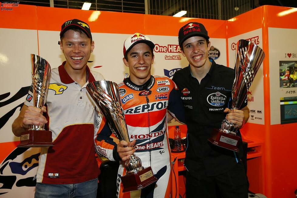 Nach der vernichtenden 1:5-Niederlage gegen Holland bei der Fußball-Weltmeisterschaft haben die Motorradfahrer die Welt für die spanischen Sportfans wieder in Ordnung gebracht: Drei Siege auf heimischer Strecke Rabat und die beiden Marquez-Brüder feiern ihre Siege.