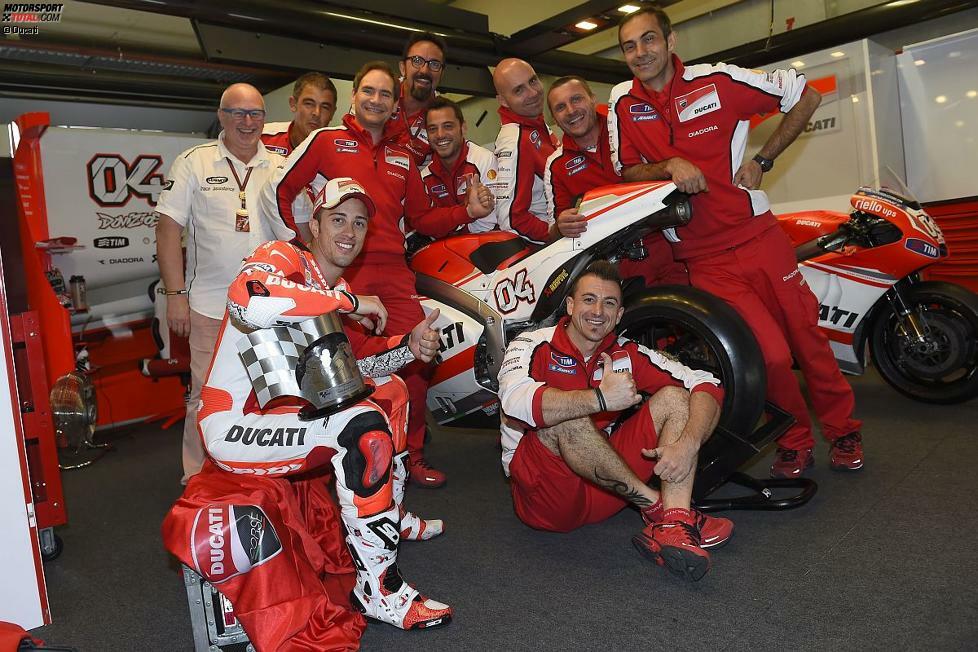 Für Partystimmung in der Ducati-Box sorgt Andrea Dovizioso mit Platz zwei. Es ist sein bestes Ergebnis, seit er für Ducati fährt und sein zweiter Podestplatz in dieser Saison. 