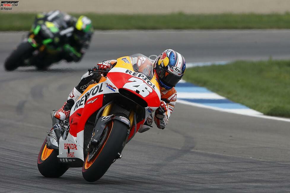 Honda-Werkspilot Dani Pedrosa fährt ein enttäuschendes Rennen und verpasst das Podium deutlich. Im Ziel liegt der Spanier mehr als zehn Sekunden zurück.