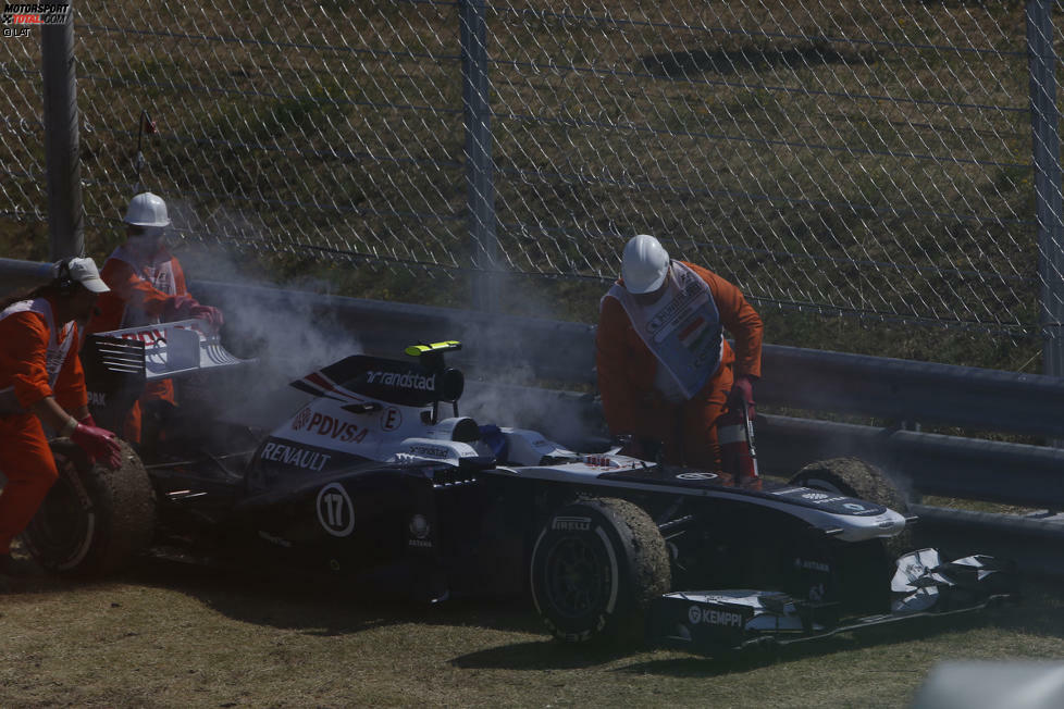 Auch für Valtteri Bottas endet das Rennen vorzeitig. In Runde 42 rollt der Williams des Finne mit einem Motorschaden aus.